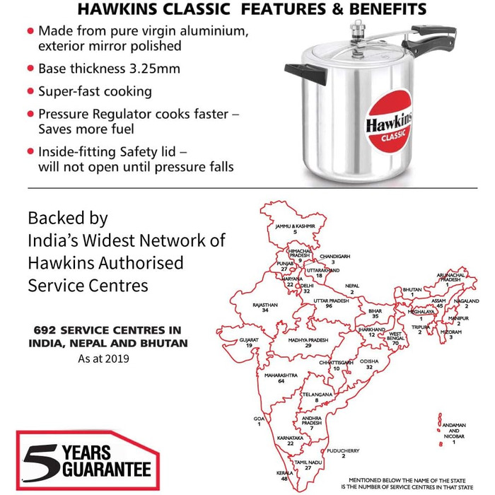 Швидковарка Hawkins Classic CL40 з алюмінію, 4 л, компактна, срібна