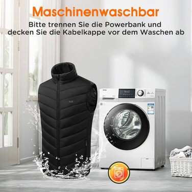 Гріюча жилетка Buba Toys для чоловіків та жінок з акумулятором 20000 mAh, 21 зона нагріву, 3 режими, для активного відпочинку (Outdoor), катання на лижах, велосипеді та мотоциклі, чорний колір