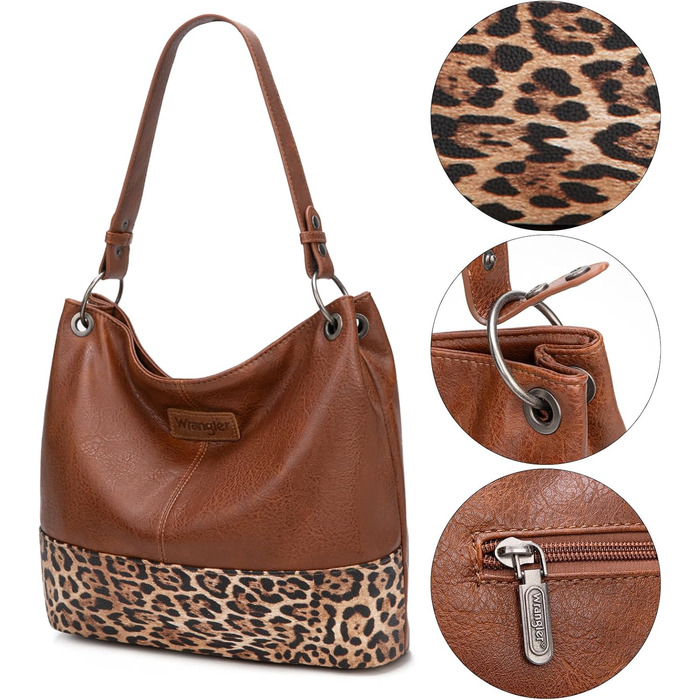 Сумка жіноча Wrangler Hobo з екошкіри, верхня ручка, крос-боді, леопардовий коричневий