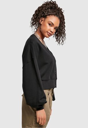 Кардиган жіночий Urban Classics Organic Oversized з коротким рукавом з махрової тканини, 4XL, чорний
