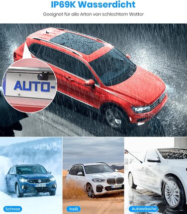 Автомобільна камера заднього виду Auto-VOX Plug & Play 4.8'' 1080P, стабільний сигнал, нічне бачення, IP69K, 3-кратний зум для вантажівок, SUV, автодомів