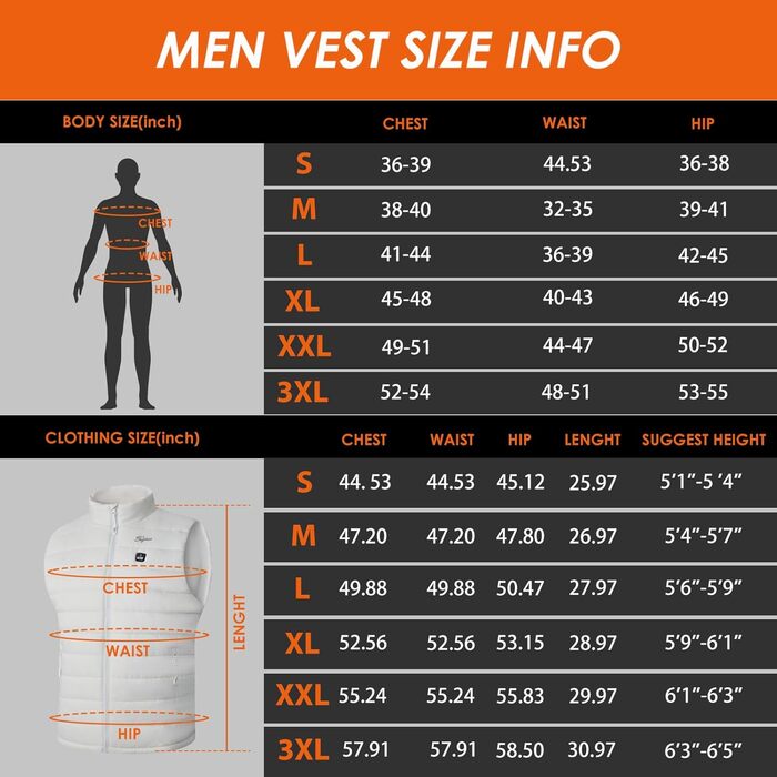 Електрична гріюча жилетка для чоловіків Telguua з Powerbank 12000mAh, 3 температурні режими, 4 зони обігріву, USB-живлення, для катання на лижах та роботи на вулиці (L, Біла)