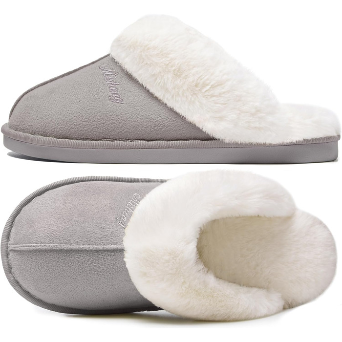 Тапочки домашні Donpapa для жінок та чоловіків, зимові, теплі, з м'якою устілкою з піною пам'яті, з імітацією овечої шкури, антиковзаючі, для дому та вулиці (40.5/42 EU, світло-сірі)