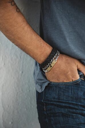 Браслет чоловічий шкіряний Bleng JEWELRY & CO, преміум-якість, коричневий, 21 см з магнітною застібкою