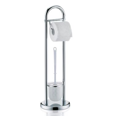 Набір для ванної кімнати Kela з тримачем туалетного паперу та підставкою для щітки 65 см, щітка для туалету з відкритою підставкою Fabio, метал, блискучий сріблястий