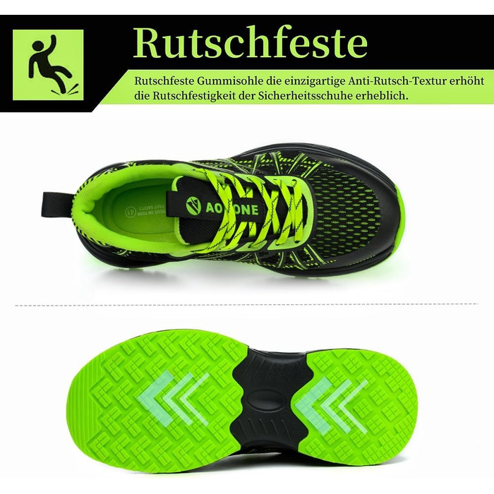 Зручні робочі черевики для чоловіків та жінок. Легкі, спортивні, з металевим підноском, неслизькі, дихаючі. Розмір 43 EU, колір зелений