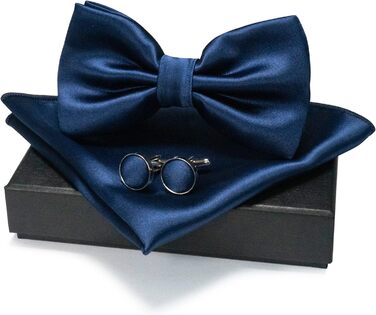 Метелик для чоловіків JEMYGINS з краваткою-бабочкою та нагрудною хустиною, комплект, темно-синій (5)