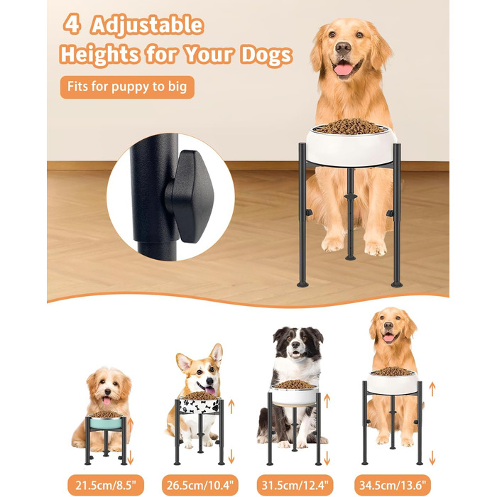 Підставка для годівлі собак з підставкою для лап, регульована по висоті, 15-26 см, металева, для маленьких, середніх та великих собак (тільки підставка)