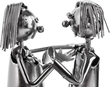 BRUBAKER Wine Bottle Holder, Loving Couple with Lantern for Tealight - Metal Sculpture Bottle Stand - 26.5 cm - Wine Gift for Couples, Pair Gift - with Greeting Card