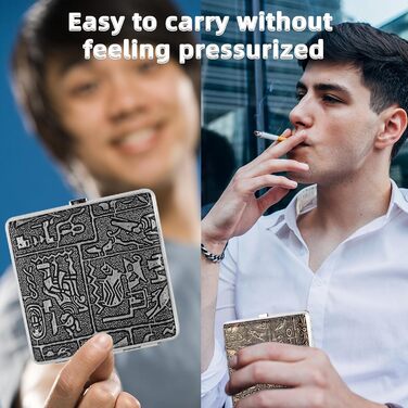 Чохол для сигарет на 20 сигарет з шкіри та металу, Zigarettenetui, чохол для сигарет для чоловіків та жінок