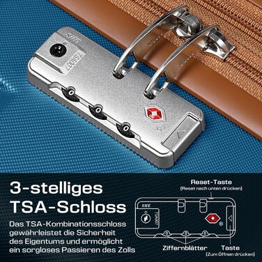 Чемодан Joyway ABS з розширенням, набір 3 шт. (55 см) з TSA-замком, білий (морський блакитний), включає сумку та кулькову косметичку