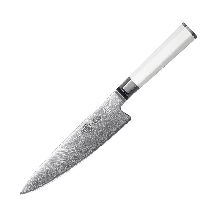 Японський кухонний ніж MITSUMOTO SAKARI Gyuto 20 см, порошковий сталь VG-Pro, біла ручка