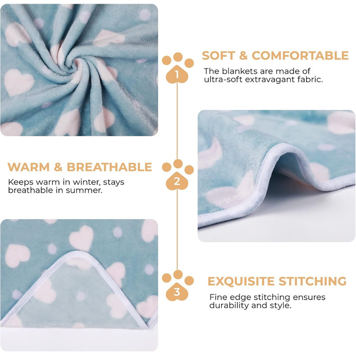 М'яка ковдра для собак та котів Luciphia: тепла флісова ковдра 3 шт. 104*76 см (76*52 см, Love Dot)