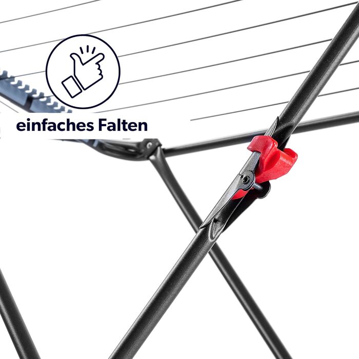 КADAX Сушарка для білизни з 18 метрами сушильної поверхні - для квартири, балкону та саду, розкладна, з неслизькими ніжками, економна, виготовлена в ЄС (Антрацит Плюс)