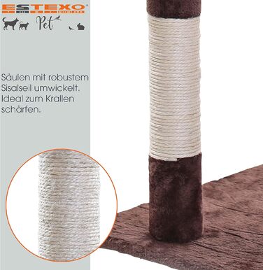 Кігтеточка для котів ESTEXO, ігровий комплекс, 112 см, XL, коричнева