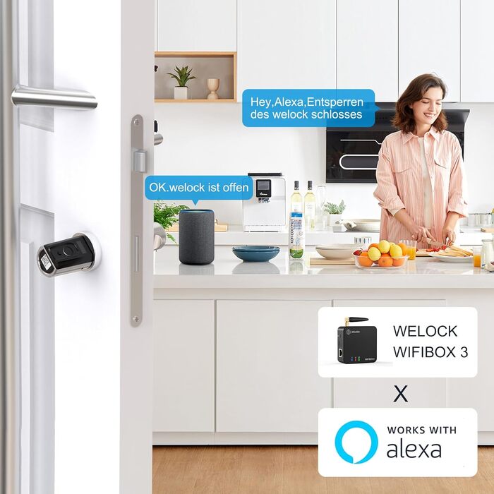 Електронний дверний замок WELOCK Touch41 з відбитком пальця, Wi-Fi, Bluetooth, RFID, IP65, для дверей 50-100 мм, сумісний з Alexa