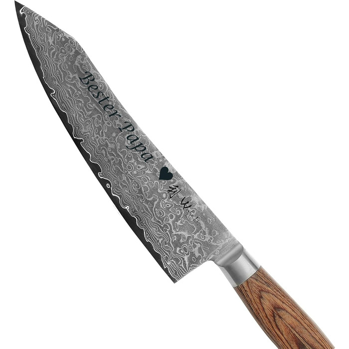 Ніж кухарський Wakoli EDIB Pro Kiritsuke Damast (VG10) 20 см, ручка Pakka, подарункова коробка, гравіювання
