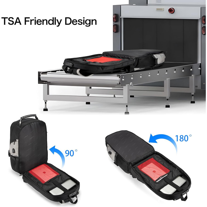 Рюкзак Tzowla для ноутбука 17.3 дюймів, водонепроникний, з USB-зарядкою та TSA-замком (сірий)