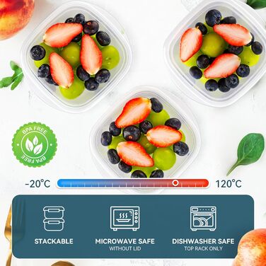 Контейнери для їжі EFISH 20 шт. Прямокутні, пластикові, з кришкою, 500 мл. Набір для школи, роботи та подорожей