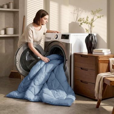Всесезонна ковдра CozyLux 200x200 см для 4 сезонів, сіро-блакитна