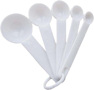 FBHappiness 5-Piece/Set Measuring Spoons, Teaspoons, Coffee-Sugar Measuring Cups with Scale, Tools, Scoop, Baking, Cooking, Kitchen (Color: 5 Pieces Black) (5 Pieces White)