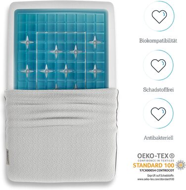 Ортопедична подушка для шиї Technogel Deluxe, гелева, безпечна, сертифікована, для спини та бокового сну, з наволочкою 66x40x14 см