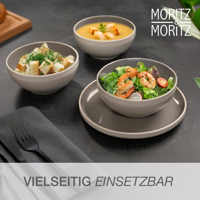 Набір керамiчних мисок Moritz & Moritz CAVO (6 шт.) для мюслю, супів та салатів. Кераміка, стійкі до миття в посудомийній машині та використання в мікрохвильовці. Ідеально для щоденного використання.