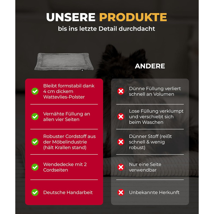 Килимок для собак HS-Hundebett® з флісовою підкладкою XS – Практичний, двосторонній, теплий, комфортний лежак для собак – Зроблено в Німеччині (Антрацитовий, 95x135 см)