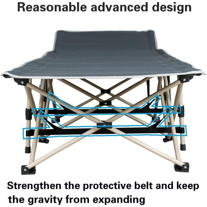 Ліжко-розкладачка Yaheetech для кемпінгу, сіре, до 150 кг, з бічною кишенею та сумкою для транспортування