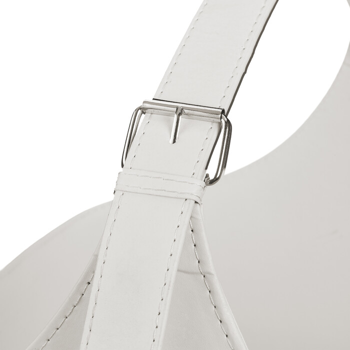 Relaxdays Wooden Basket, Faux Leather, Cream White