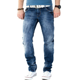 Чоловічі джинси Cipo & Baxx: класичні блакитні джинси з еластаном, 36W/34L, 5 кишень, контрастна вишивка