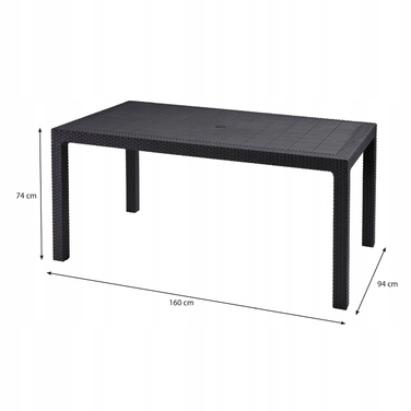 Садовий стіл Keter Melody прямокутний, сірий, 160,5 x 94,5 x 74,5 см