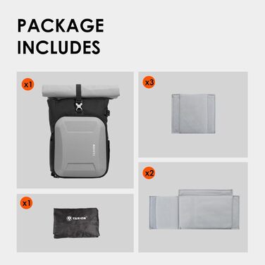 Рюкзак для камери Tarion Rolltop: професійний фоторюкзак з жорсткою оболонкою, відділенням для 16-дюймового ноутбука, сумісний з DSLR/SLR камерами, об'єктивами та штативом (сірий)