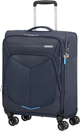 Валіза American Tourister Summerfunk синя, 79 см, 119 л, поліестер, на 4 колесах, розширювана, дорожня сумка для подорожей