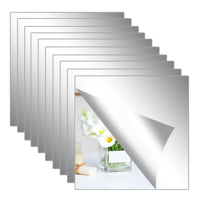 Клейкі дзеркала Hode 4 шт. 30x30 см - самоклеючі дзеркала для ванної, вітальні, шафи, акрил 2 мм