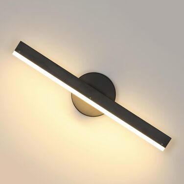 LED дзеркальна лампа Riserva 12W для ванної кімнати, поворотна 300°, 38 см, чорний колір, 3000K, для туалетного столика