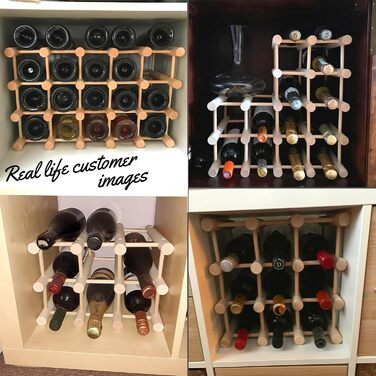 Wooden wine rack for 12 bottles, practical for kitchen or home bar. Modular wine bottle rack, natural beechwood.