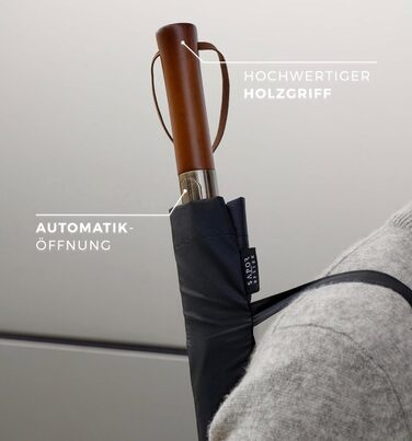 Sapor Design Umbrella Stick Umbrella Stormproof Auto-Open Windproof | XXL Large & Stable for 2 People Men & Women | Golf Umbrella Travel – 123 cm Ø Elegant Black - Modern