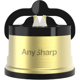 Точилка для ножів AnySharp Pro метал, безпечна, присоска PowerGrip, для всіх кухонних ножів, підходить для загартованої сталі та серрейторних лез, найкраща якість, латунь