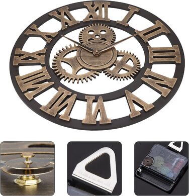 ACCSHINE Large Wall Clock No Ticking Noise Silent Roman Numeral Quartz Battery Operated Wall Clock Easy to Read for Living Room Kitchen Bedroom Office School (Gold, 58cm)