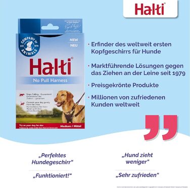 Нашийник для собак HATI No Pu Anti-Zug, великий розмір - запобігає потягування, відбиваючий матеріал, зручне регулювання (Чорний, M)