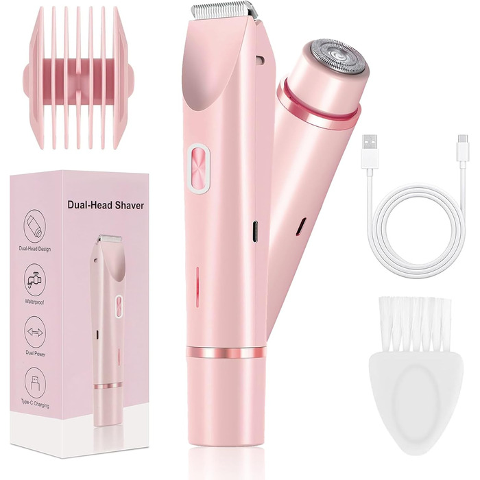 Електричний жіночий стайлер 2-в-1: для обличчя, тіла та бікіні. Вологозахисний, акумуляторний.