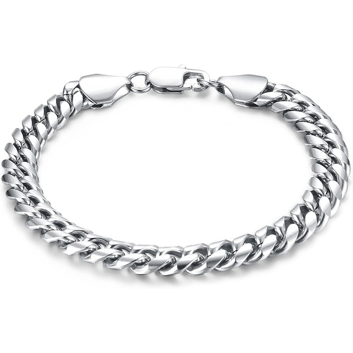 Браслет чоловічий Cassieca з нержавіючої сталі, панцерна/кубинська ланцюгова модель, 5/9 мм, 17/21/23 см, стильний аксесуар для чоловіків та хлопчиків, подарунок у коробці