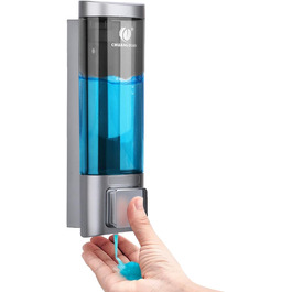 Дозатор мила настінний без свердління REAQUE, 200 мл, для душу, шампуню, дезінфікуючого засобу, мила, чорний