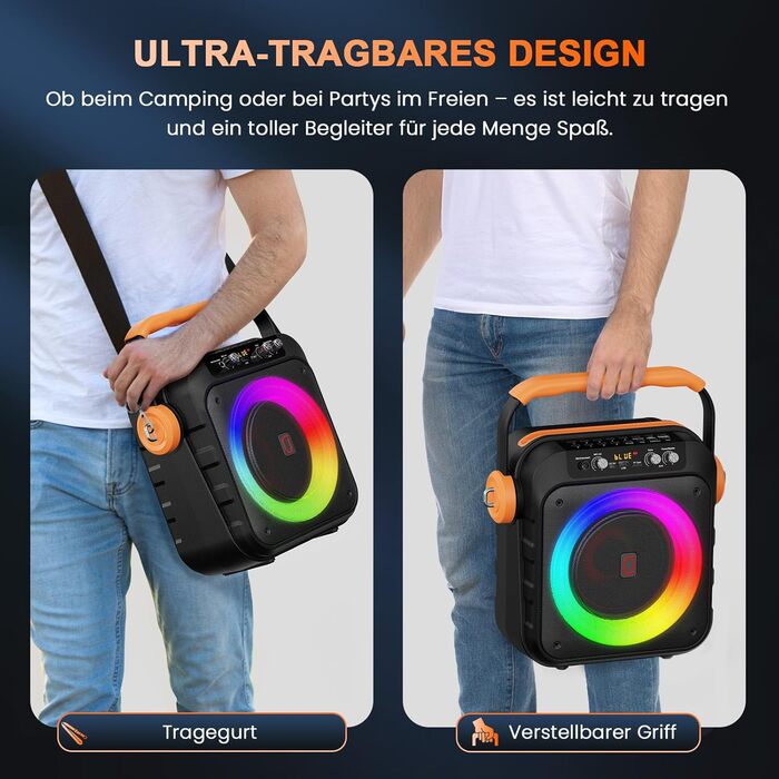 Караоке машина JYX MS80 з 2 мікрофонами, Bluetooth, LED-підсвітка