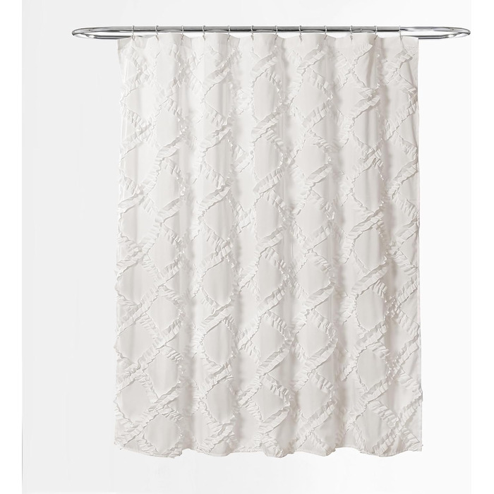 Штора для душу Lush Decor, стиль шабі-шик, дизайн у сільському стилі, 182,9 x 182,9 см, слонова кістка/світло-жовтий (білий)