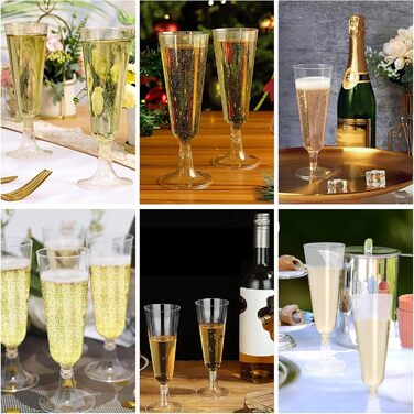 Сектанські келихи з пластику, 60 шт. - Прозорі келихи для шампанського, 160 мл. Ідеальні для вечірок та свят