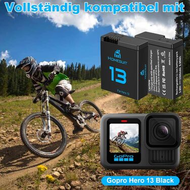 Набір акумуляторів та зарядного пристрою Homesuit Hero 13 для GoPro Hero 13 Black: 2 акумулятори 2300mAh + USB LED зарядний пристрій з підтримкою PD3.0 (Type-C)