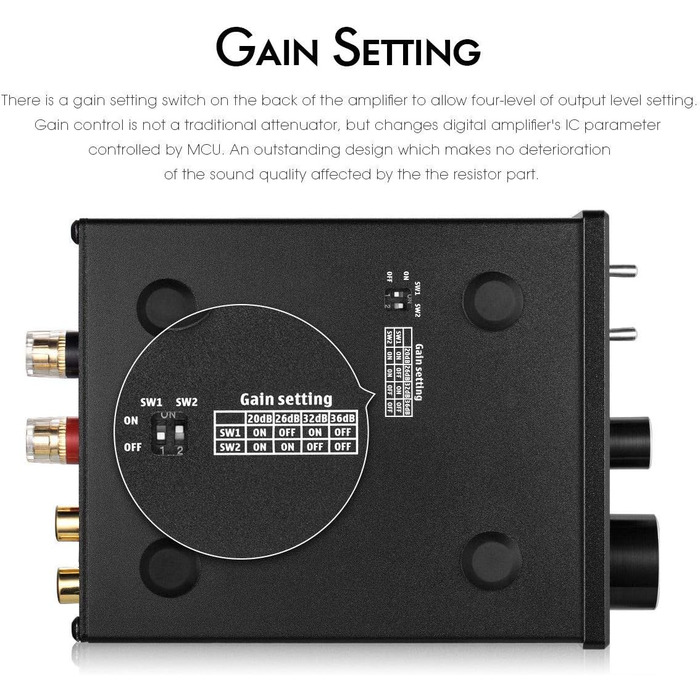 Підсилювач сабвуфера Nobsound G2, 100 Вт, моно, для пасивних сабвуферів та бас-шейкерів, з регулятором гучності, домашній аудіо підсилювач