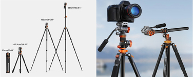 Штатив K&F Concept T254A7 + FH-03, 231 см, чорний